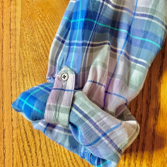 "LOFT", blue plaid, pull over tunic, M - Picture 6 of 9